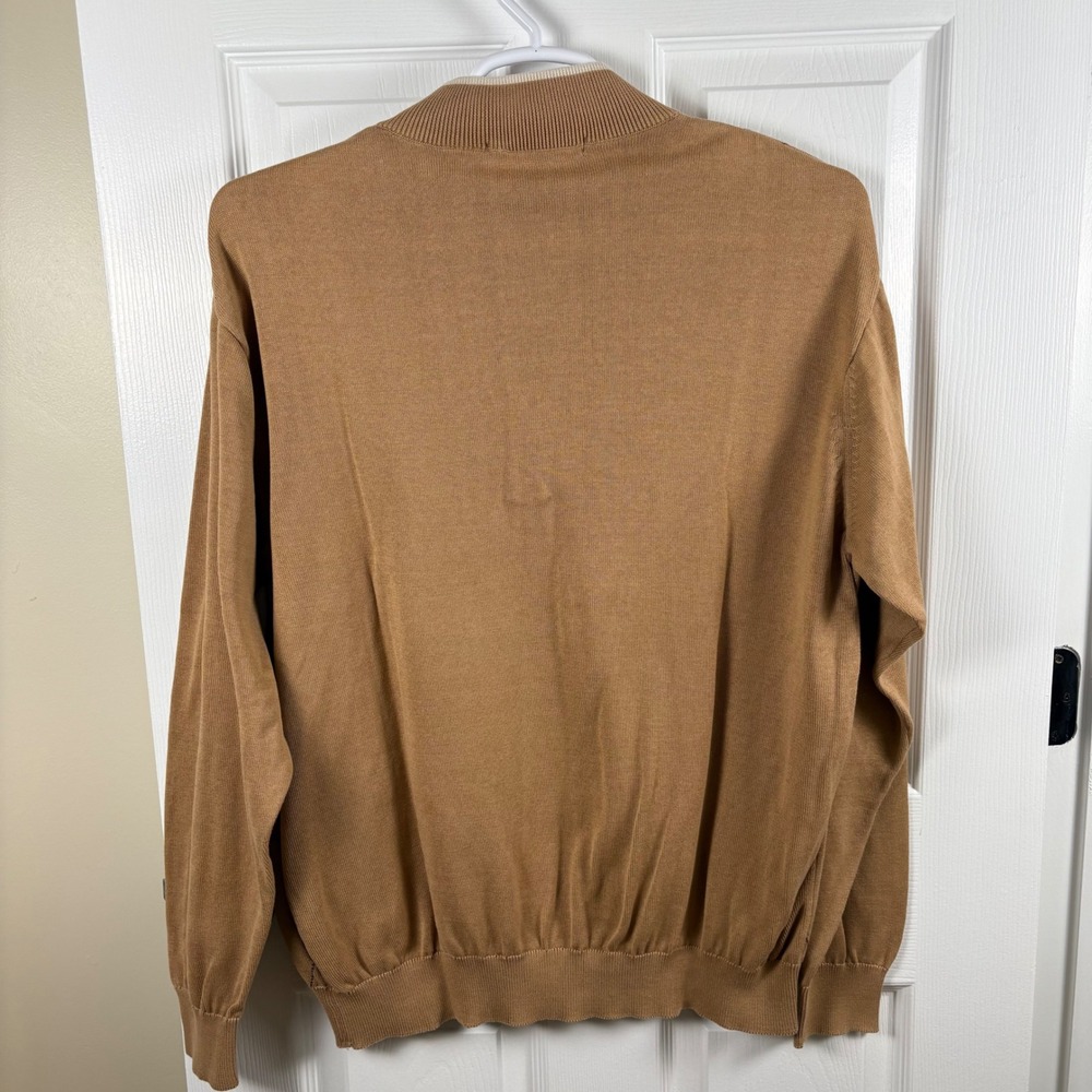 Greg Norman Men's XL Argyle Quarter-Zip‎ Sweater Tan Camel Golf Eclectic Grandpa - Picture 4 of 7